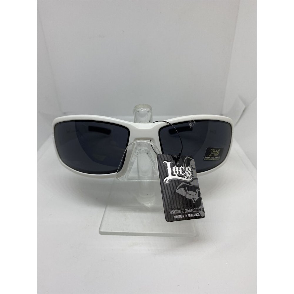 LOCS Sunglasses Wrap White Frame/Black Skulls 8LOC91168 Gangster Thug Biker NWT